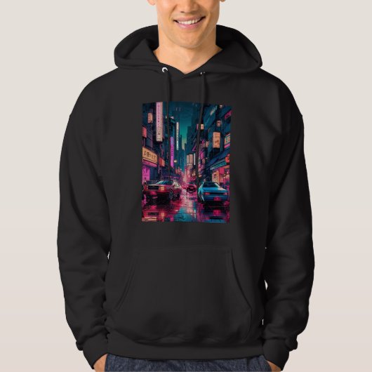 Streets of Tokyo Japan Night Scene With Lights - V Hoodie (Vorderseite)