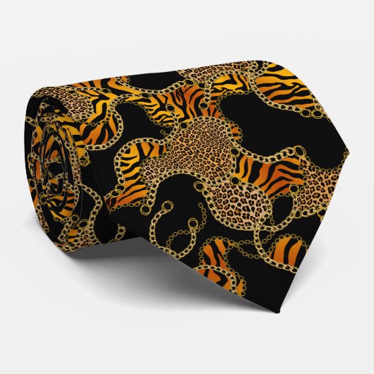 Streetstyle Animal Print With Gold Chains  Krawatte (Gerollt)