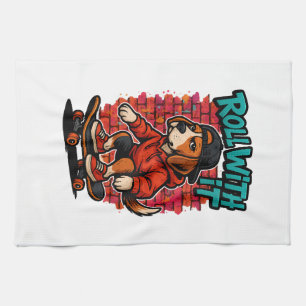 Streetstyle-Beagle-Skateboardfahren-Graffiti-Kunst Geschirrtuch