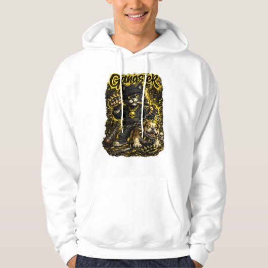 Streetwear Cat Illustration Hoodie (Vorderseite)