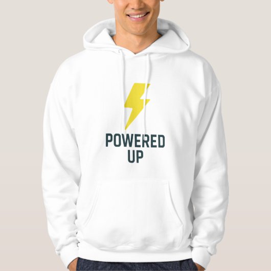 Streetwear Hoodie – POWERED UP for Energy (Vorderseite)