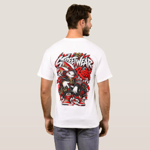 Streetwear Kaninchenkönig Graffiti-Hasen-T-Shirt D T-Shirt