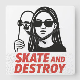 Streetwear mit Freiheit und Rand. Quadratische Wanduhr