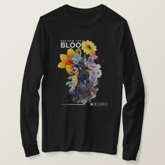 Streetwear Style Fantasy Weitläufiger und blumensc T-Shirt (Design vorne)