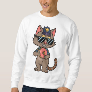 Streetwise Police Cat - 90er Cartoon Donut Polizis Sweatshirt