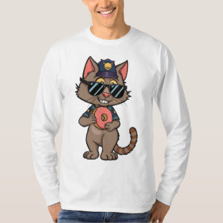 Streetwise Police Cat - 90er Cartoon Donut Polizis T-Shirt