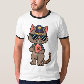 Streetwise Police Cat - 90er Cartoon Donut Polizis T-Shirt