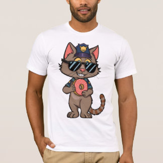 Streetwise Police Cat - 90er Cartoon Donut Polizis T-Shirt