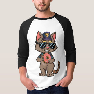 Streetwise Police Cat - 90er Cartoon Donut Polizis T-Shirt