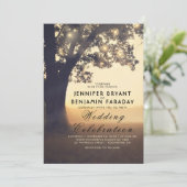 Streichelleuchten Abend Sonnenuntergang Rustikale  Einladung (Stehend Vorderseite)