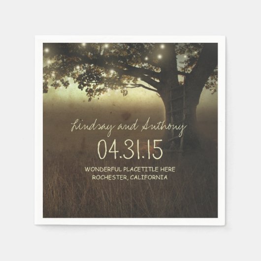 Streichelleuchten rustikale Hochzeitspapiere Servi Serviette (Vorderseite)