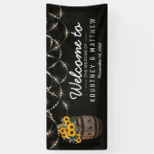 Streichelleuchten Rustikales Sonnenblumen-Hochzeit Banner (Vertikal)