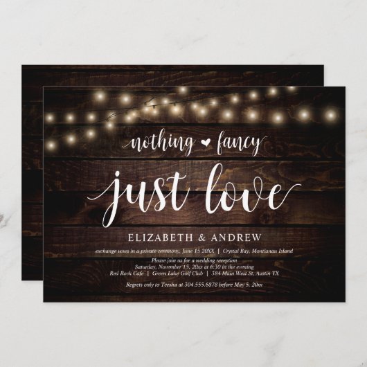 Streichelleuchter, Holz, Hochzeitsplatz Party Einladung (Vorne/Hinten)