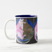 Streichelnde fette Katzen-Tasse Zweifarbige Tasse (Links)