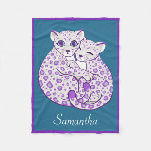 Streichelnindividueller Name Schnee-Leopard-CUBs Fleecedecke