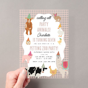 Streichelzoo-Party-Tiere-Bauernhof-Geburtstags-The Acryleinladungen