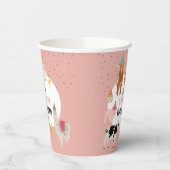 Streichelzoo-Party-Tiere Scheunen-Geburtstagsmädch Pappbecher (Links)