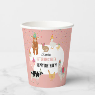 Streichelzoo-Party-Tiere Scheunen-Geburtstagsmädch Pappbecher