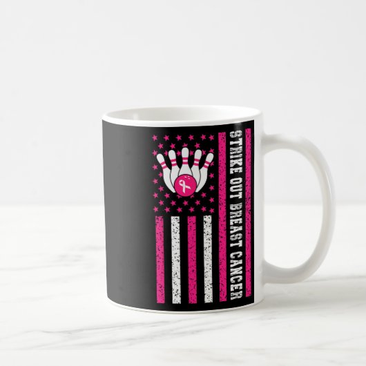 Streichen von Bowling Ribbon US-Flagge Brustkrebs Kaffeetasse (Rechts)