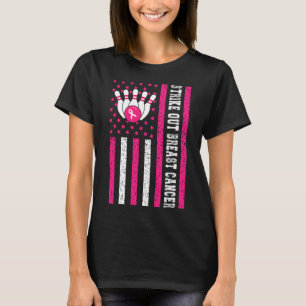 Streichen von Bowling Ribbon US-Flagge Brustkrebs T-Shirt