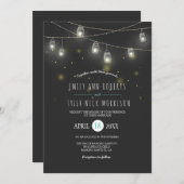 Streicher von glühenden Mason Jars Fireflies Hochz Einladung (Vorne/Hinten)