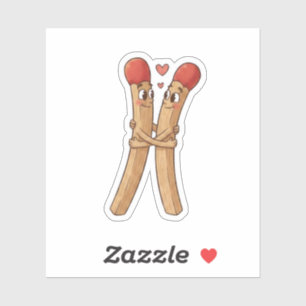 Streichholz-Valentinstag Aufkleber