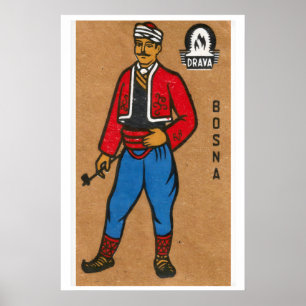 Streichholzschachtel-Kunstposter Bosnisches Vintag Poster