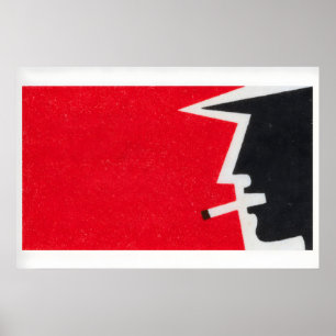 Streichholzschachtel-Wandkunst Vintage-Mann raucht Poster