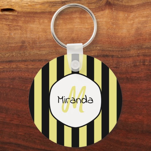 Streichkäfer-Muster Name und Monogramm Schlüsselanhänger (Vorderseite)