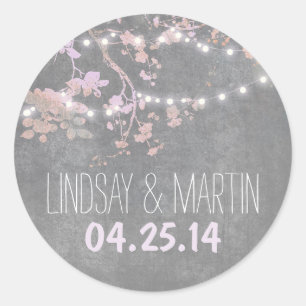 Streichlampen niedliche und extravagante Hochzeits Runder Aufkleber