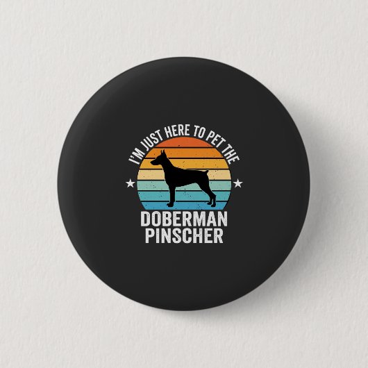 Streichle den Dobermann Pinscher Retro Button (Vorderseite)