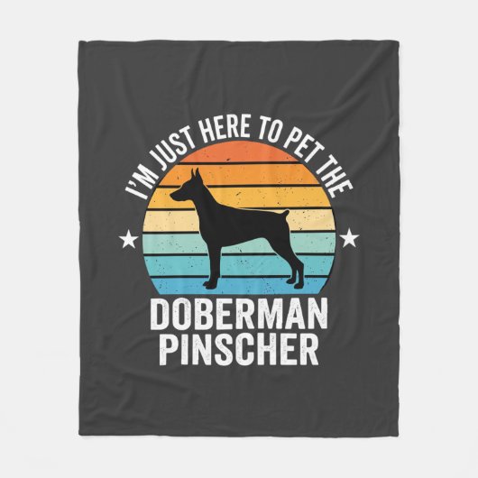 Streichle den Dobermann Pinscher Retro Fleecedecke (Vorderseite)