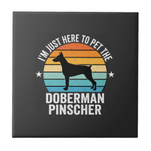 Streichle den Dobermann Pinscher Retro Fliese