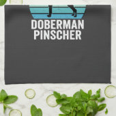 Streichle den Dobermann Pinscher Retro Geschirrtuch (Gefaltet)
