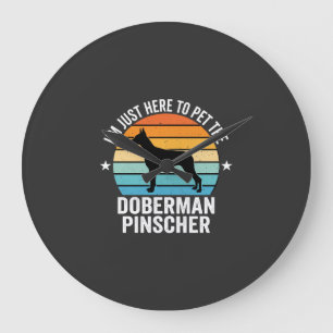 Streichle den Dobermann Pinscher Retro Große Wanduhr