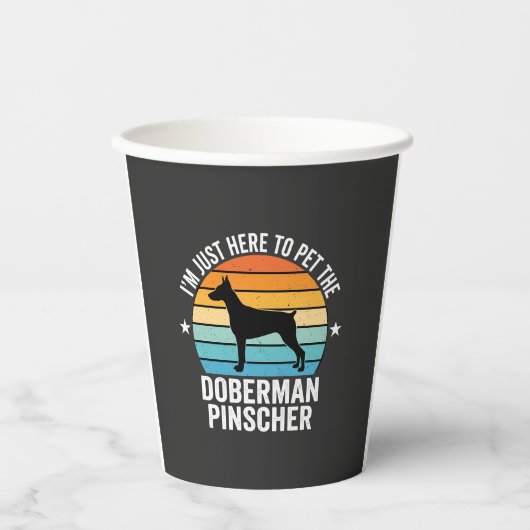 Streichle den Dobermann Pinscher Retro Pappbecher (Vorderseite)
