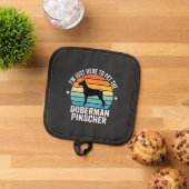 Streichle den Dobermann Pinscher Retro Topflappen (Oben Unten)
