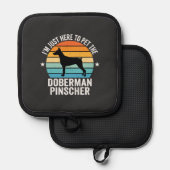 Streichle den Dobermann Pinscher Retro Topflappen (Vorderseite/Rückseite)