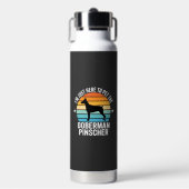 Streichle den Dobermann Pinscher Retro Trinkflasche (Vorderseite)