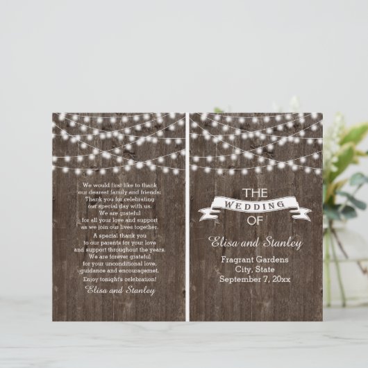 Streichleuchten auf gefaltetem Altholz-Hochzeitspr (Stehend Vorderseite)