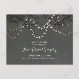 Streichleuchten mit Gold Save the Date Ankündigungspostkarte