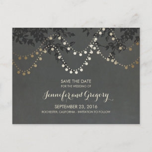 Streichleuchten mit Gold Save the Date Ankündigungspostkarte