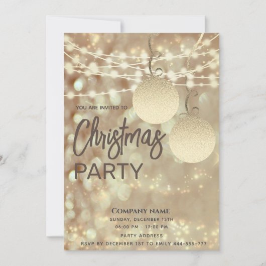 Streichlichter beleuchten das Weihnachtsfest-Party Einladung (Vorderseite)