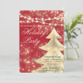 Streichlichter funkeln rote Feier für Geschäftsrei Einladung (Stehend Vorderseite)