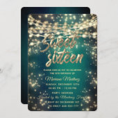 Streichlichter Gold glänzen smaragdgrün Einladung (Vorne/Hinten)