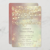 Streichlichter, goldener Funkel rot Einladung (Vorne/Hinten)