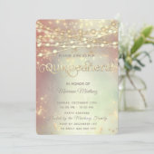 Streichlichter, goldener Funkel rot Einladung (Stehend Vorderseite)