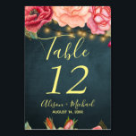 Streichlichter Rosenhochzeit Tischnummer<br><div class="desc">Rustikale Hochzeitsstimmung mit essbarem Text,  rustikal schimmernd warmes Licht und große Rose rosa Peony Blume auf dunkelblauem Chalkboard Hintergrund. Ideal für den Frühlingssommer | Herbstfall | Schick-Vintager Garten | elegantes rustikales Land | Hochzeiten im Garten im Freien.</div>