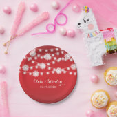 Streichlichter, Schneeflocken Moderne Hochzeit Pappteller (Party)