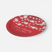 Streichlichter, Schneeflocken Moderne Hochzeit Pappteller (Schrägansicht)